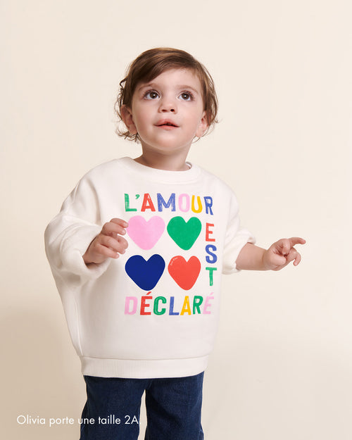 Le sweat L'amour est déclaré enfant en coton bio - multicolore - émoi émoi   - 2 