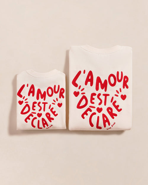 Le duo de sweats L'amour est déclaré en coton bio - crème / rouge - émoi émoi   - 1 