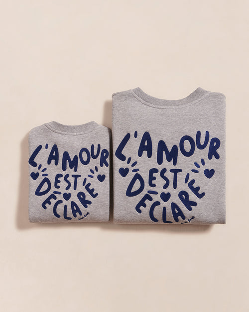 Le duo de sweats L'amour est déclaré en coton bio - gris chiné - émoi émoi   - 2 