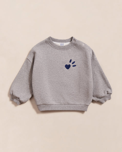 Le sweat L'amour est déclaré enfant en coton bio - gris chiné - émoi émoi   - 2 