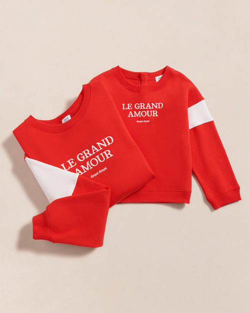 Le duo de sweats Le grand amour en coton bio - rouge - émoi émoi   - 1 