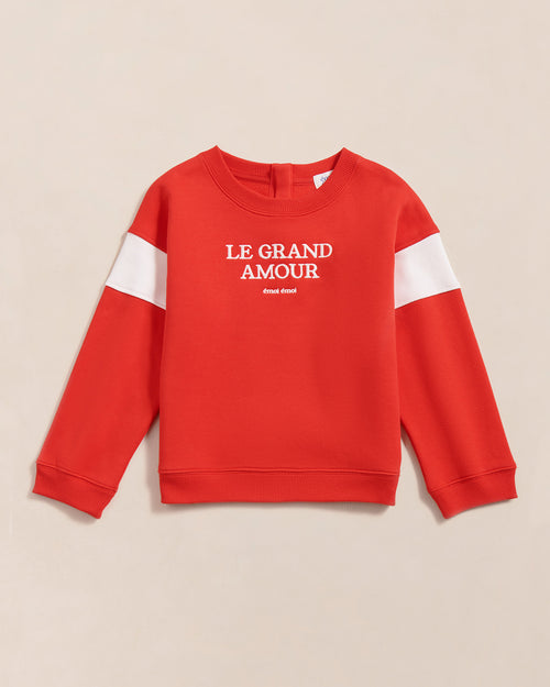 Le sweat Le grand amour enfant en coton bio - rouge - émoi émoi   - 2 