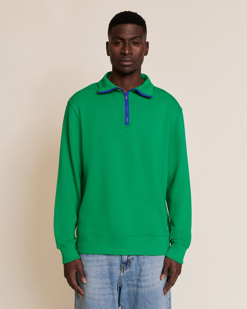 Le sweat Stanny en coton bio et col zippé - vert - émoi émoi   - 4 