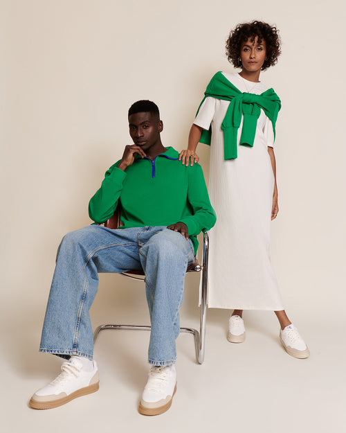 Le sweat Stanny en coton bio et col zippé - vert - émoi émoi   - 2 