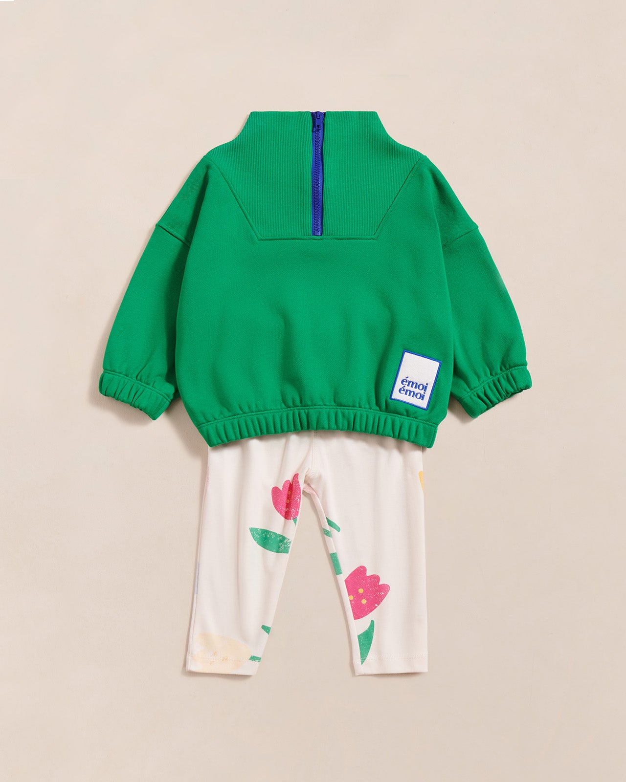 Le sweat Sun en coton bio et col zippé - vert