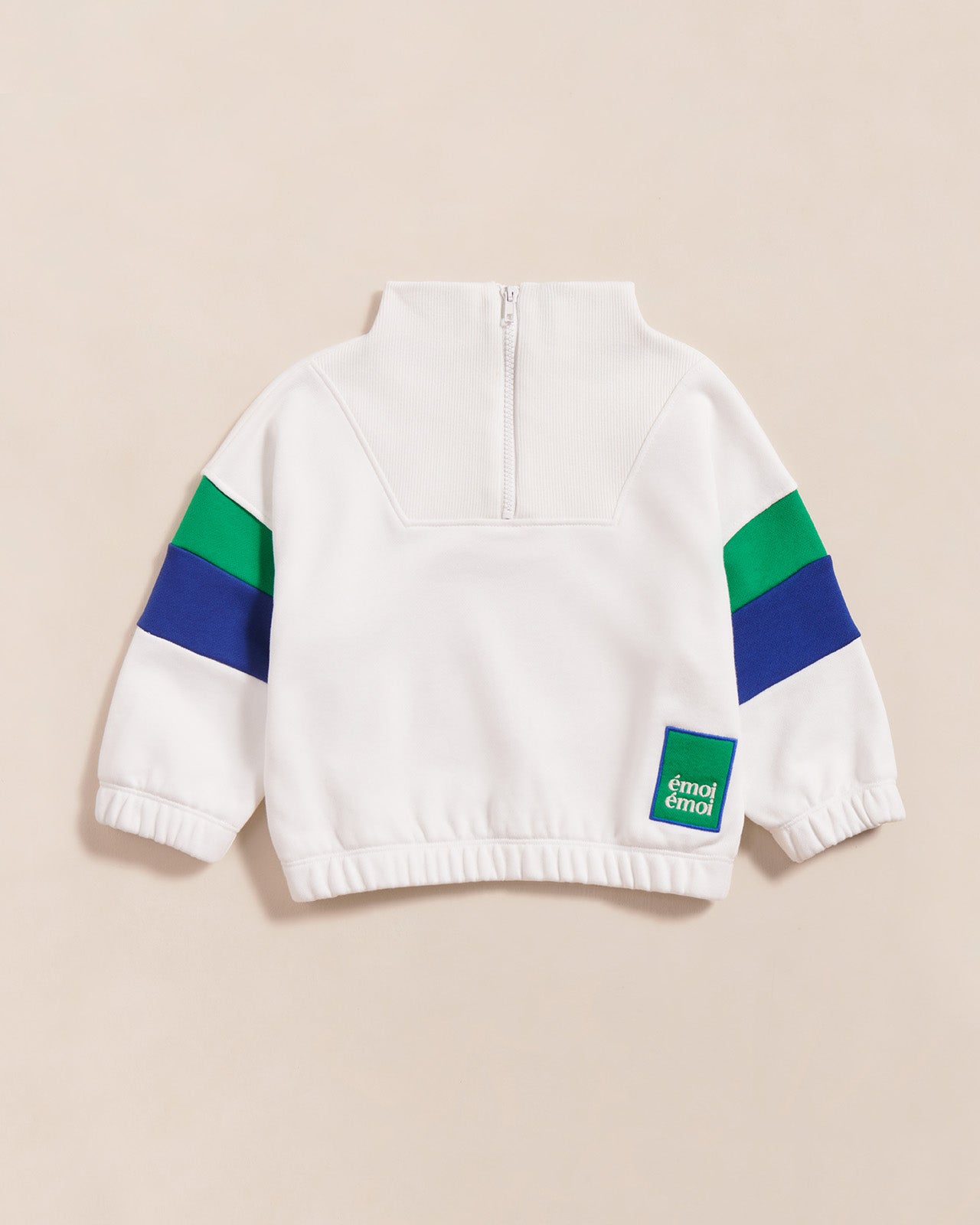 Le sweat Sun enfant en coton bio et col zippé - blanc