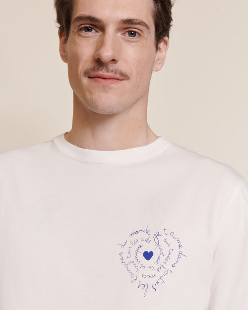 Le t-shirt Je t'aime homme en coton bio - blanc - émoi émoi   - 2 