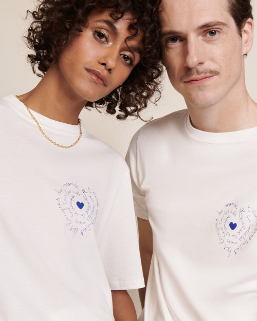 Le duo de t-shirts Je t'aime en coton bio - blanc - émoi émoi   - 2 