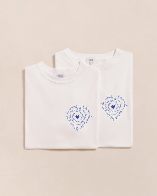 Le duo de t-shirts Je t'aime en coton bio - blanc - émoi émoi   - 1 