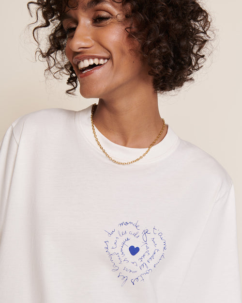 Le t-shirt Je t'aime femme en coton bio - blanc - émoi émoi   - 1 