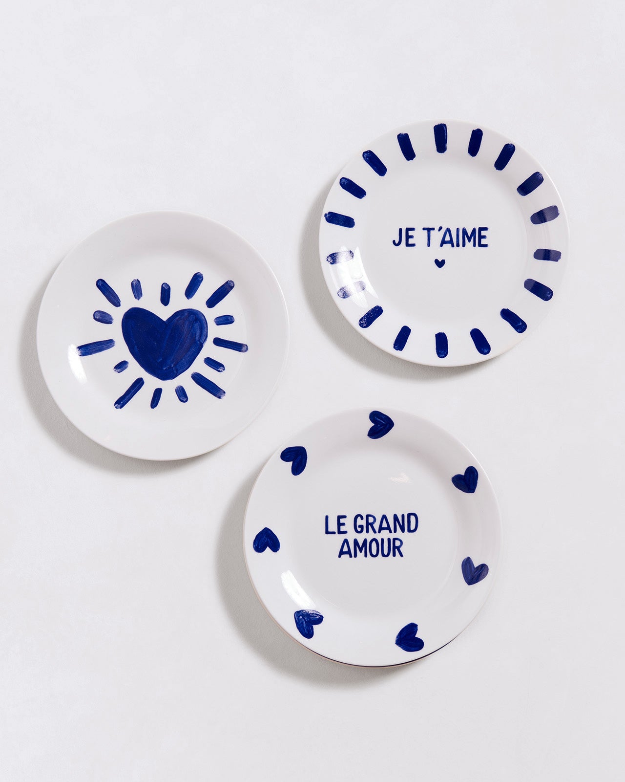 Le lot de 3 assiettes bleues - 19 cm