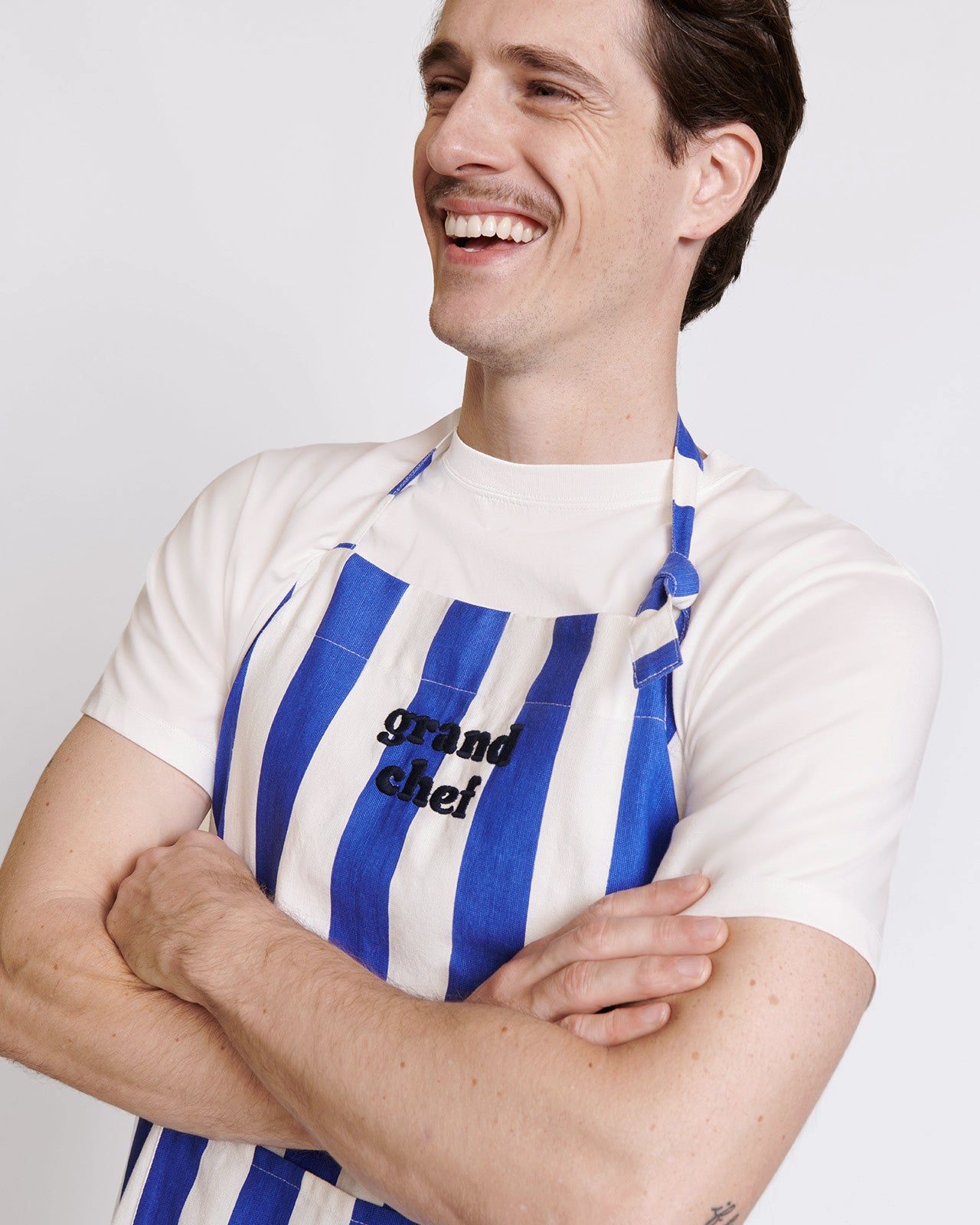 Le tablier Grand Chef à rayures en coton - bleu