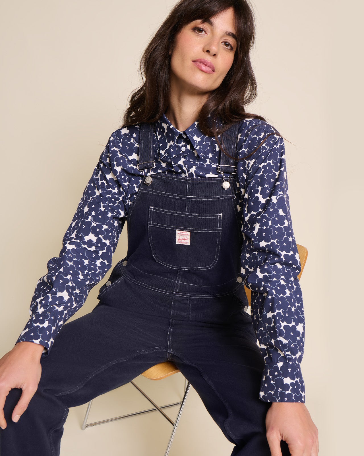 La chemise Charlotte en coton bio - Anémones bleues