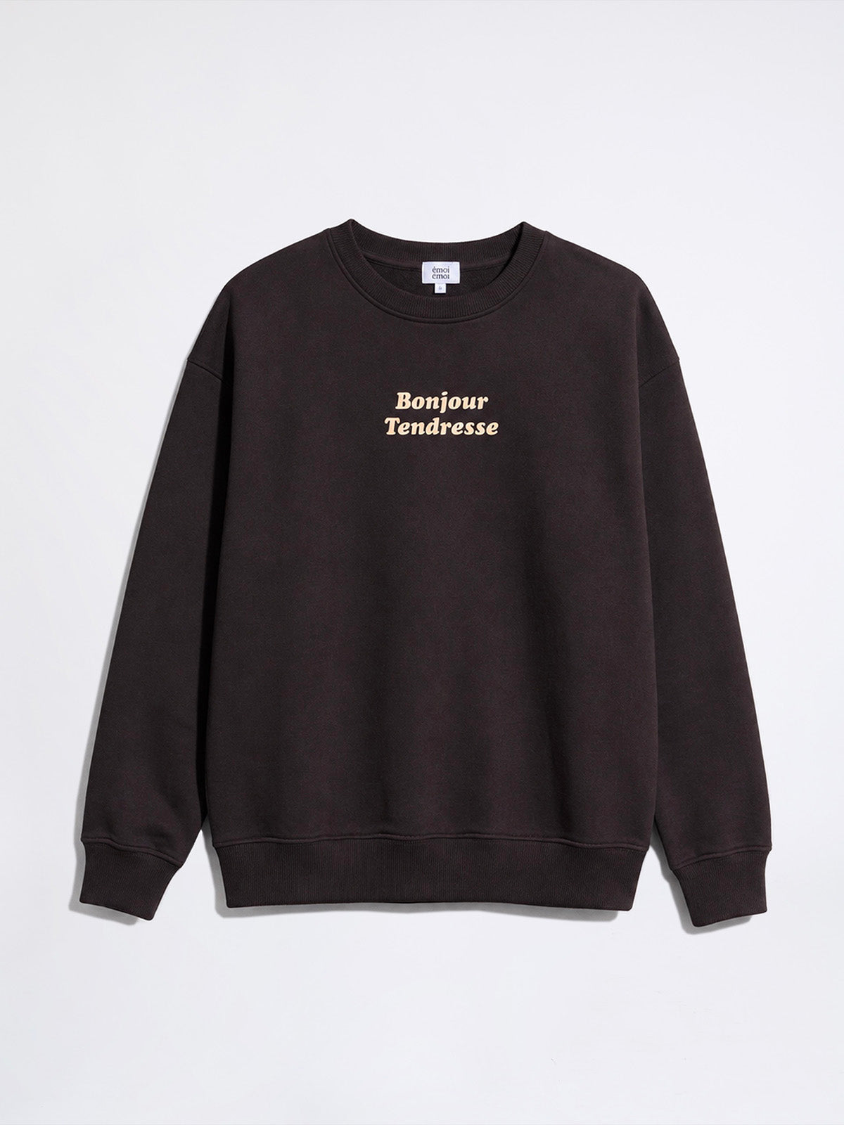 Le sweat Bonjour Tendresse adulte en coton bio - ganache