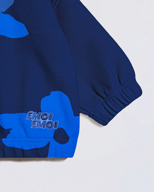 Le sweat Sonny en polaire recyclée - Fleurs bleues - émoi émoi   - 2 