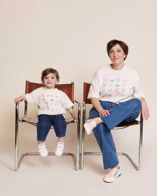 Le duo de t-shirts Mama love x Baby love en coton bio - blanc - émoi émoi   - 2 