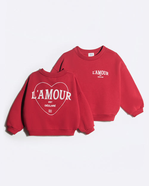 Le sweat L'amour est déclaré enfant - rouge - émoi émoi   - 1 