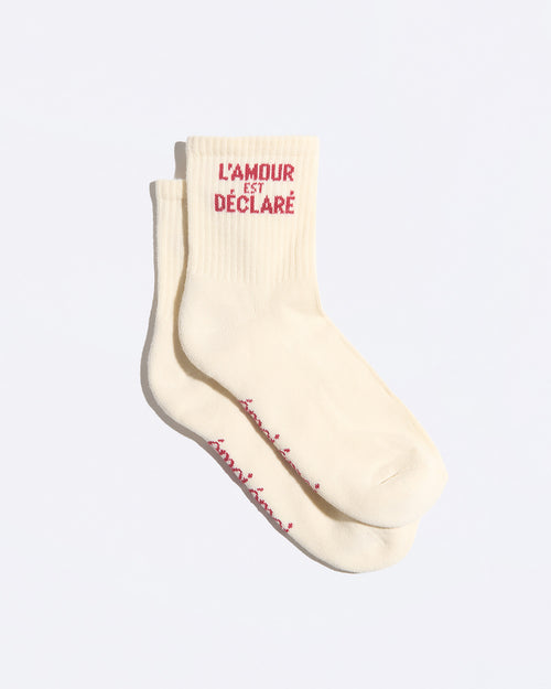 Les chaussettes L'amour est déclaré - crème et rouge - émoi émoi   - 1 