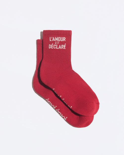 Les chaussettes L'amour est déclaré - rouge et crème - émoi émoi   - 1 