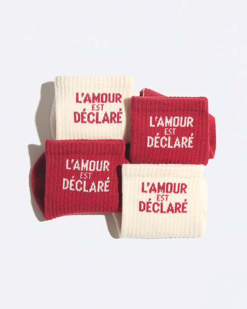 Les chaussettes L'amour est déclaré - rouge et crème - émoi émoi   - 4 