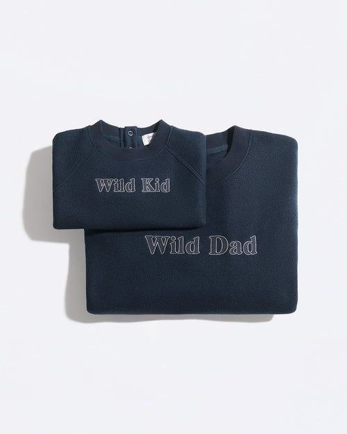 Le duo de sweats Wild kid x dad en polaire recyclée - bleu nuit - émoi émoi   - 2 