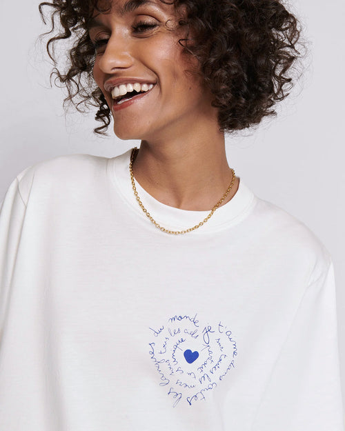Le t-shirt Je t'aime femme en coton bio - blanc - émoi émoi   - 1 