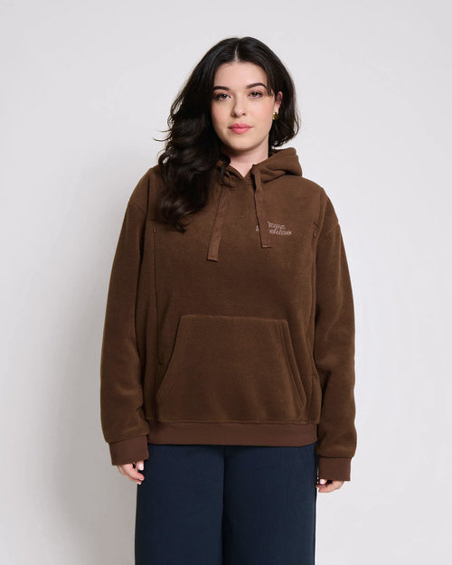 Le hoodie d'allaitement Mama Sunshine en polaire recyclée - chocolat - émoi émoi   - 2 