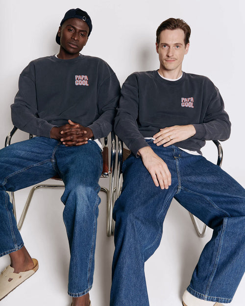 Le sweat Papa cool en coton bio - garment dye stone washed - émoi émoi   - 2 