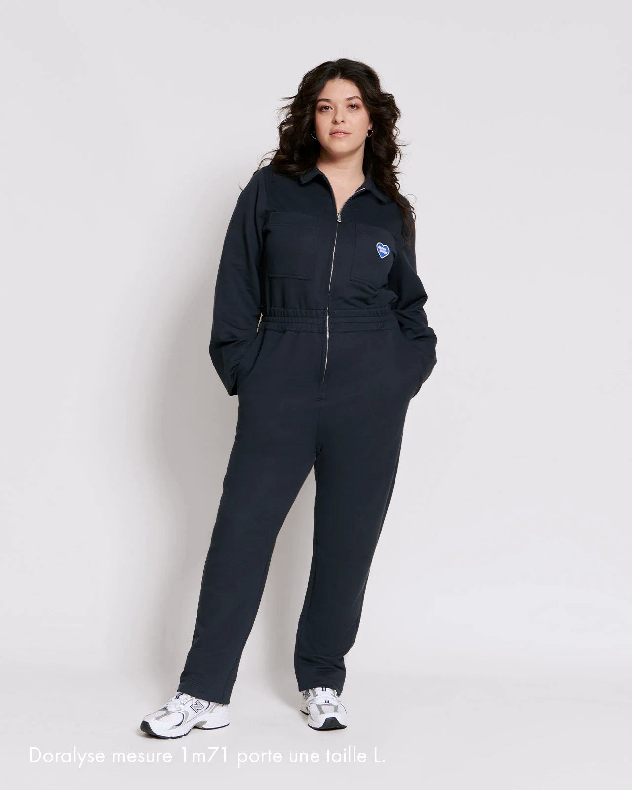 La combipantalon Salomé en coton bio - bleu nuit