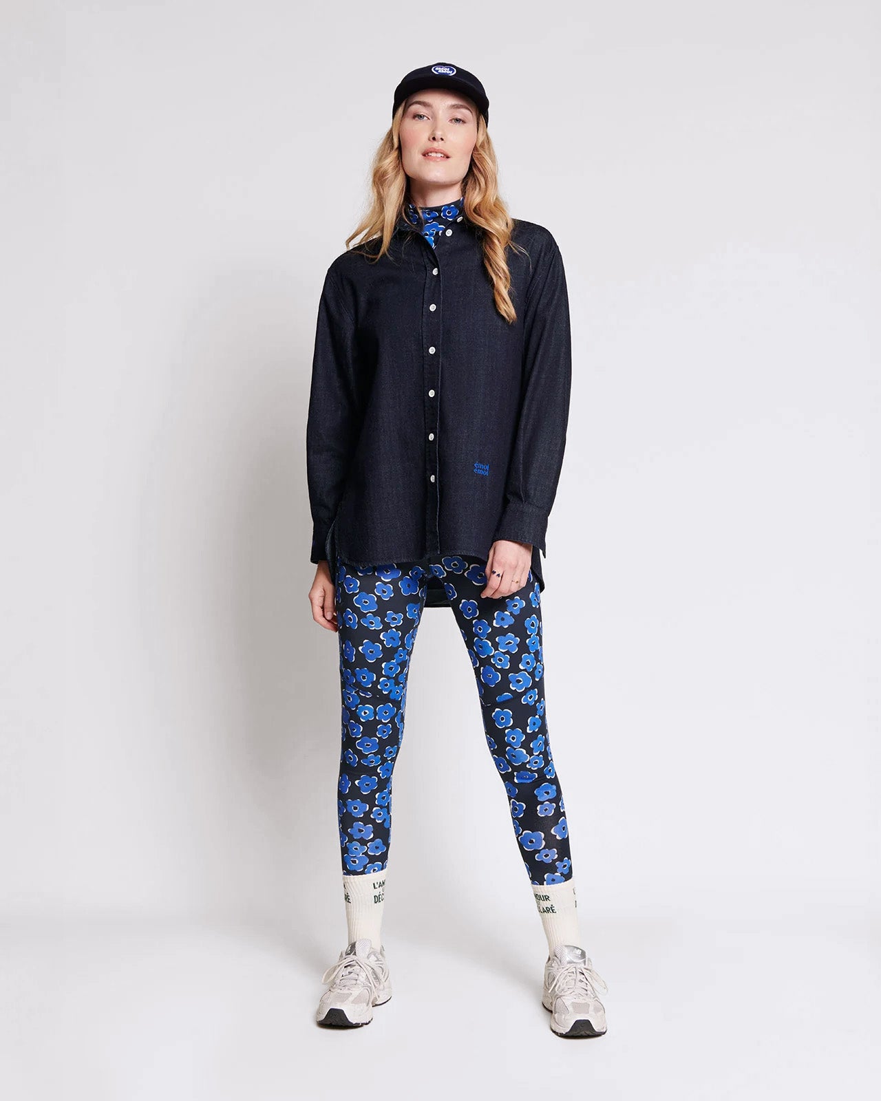 Le legging Loulou en coton bio - Fleurs bleues
