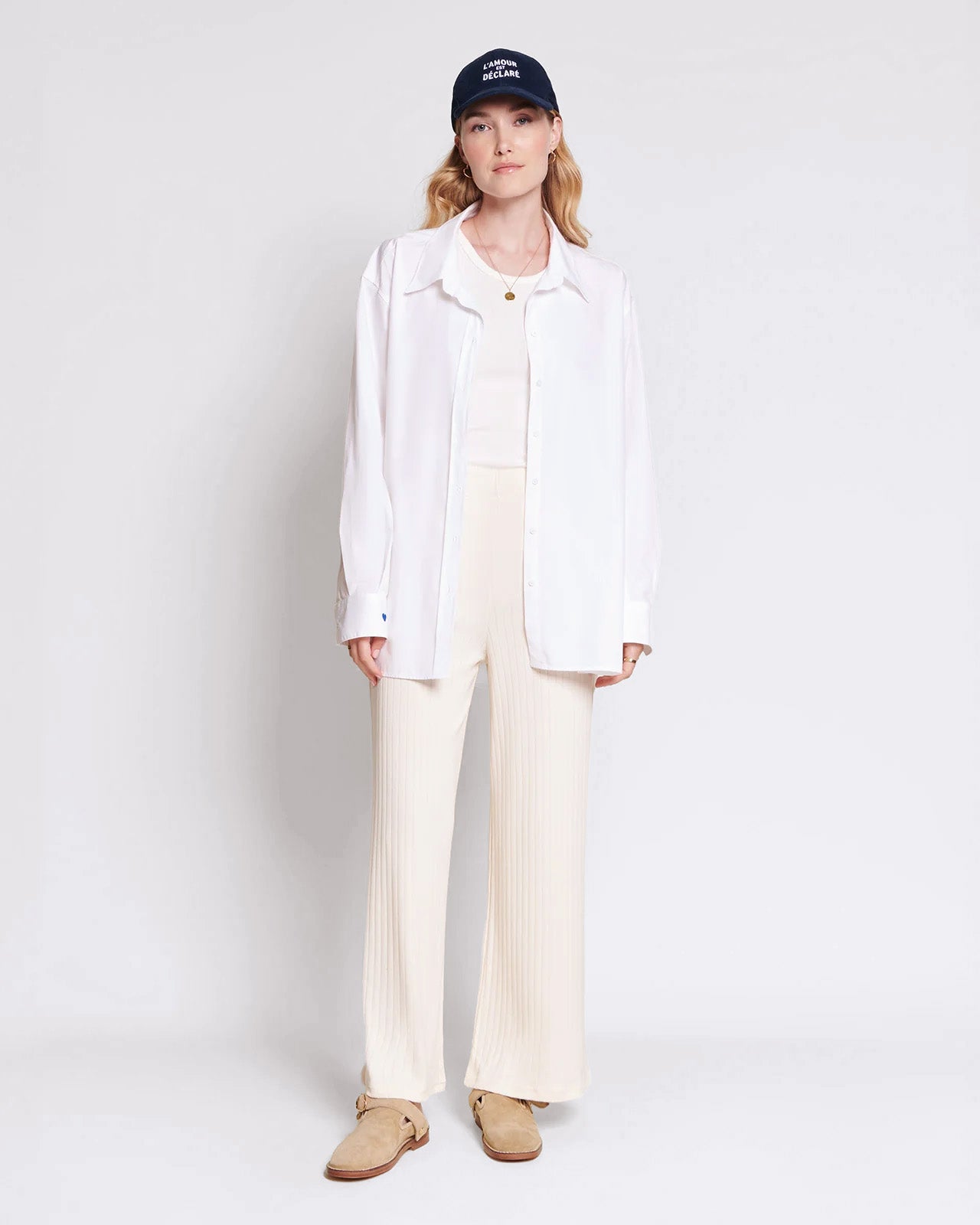 Le pantalon Pauline en coton bio - crème