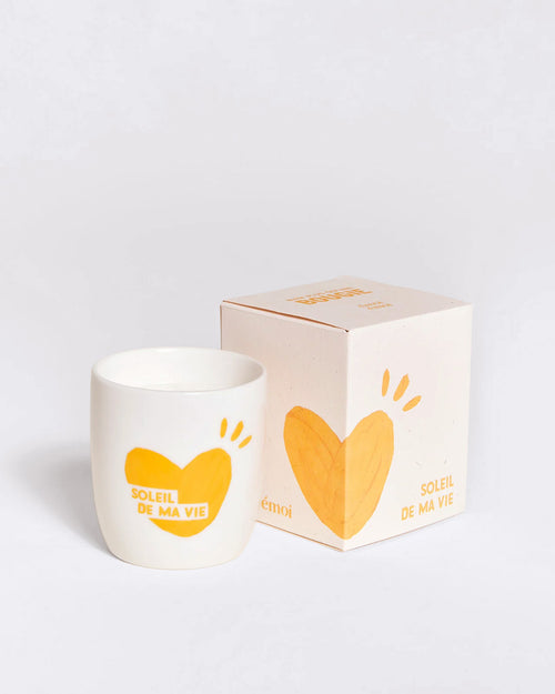 La bougie tasse Soleil de ma vie - jaune - émoi émoi   - 1 