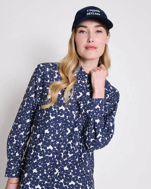 La chemise Charlotte en coton bio - Anémones bleues - émoi émoi   - 1 