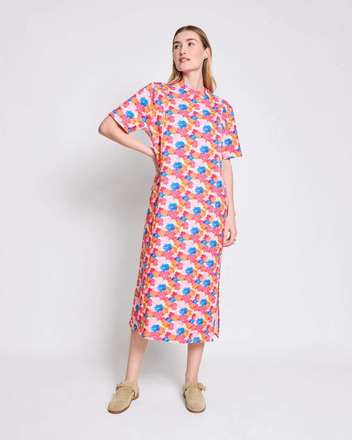 La robe Roxane allaitement en coton bio - Anémones rainbow - émoi émoi   - 4 