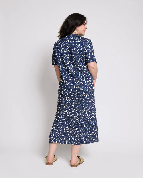 La robe Roxane en coton bio - Anémones bleues - émoi émoi   - 4 