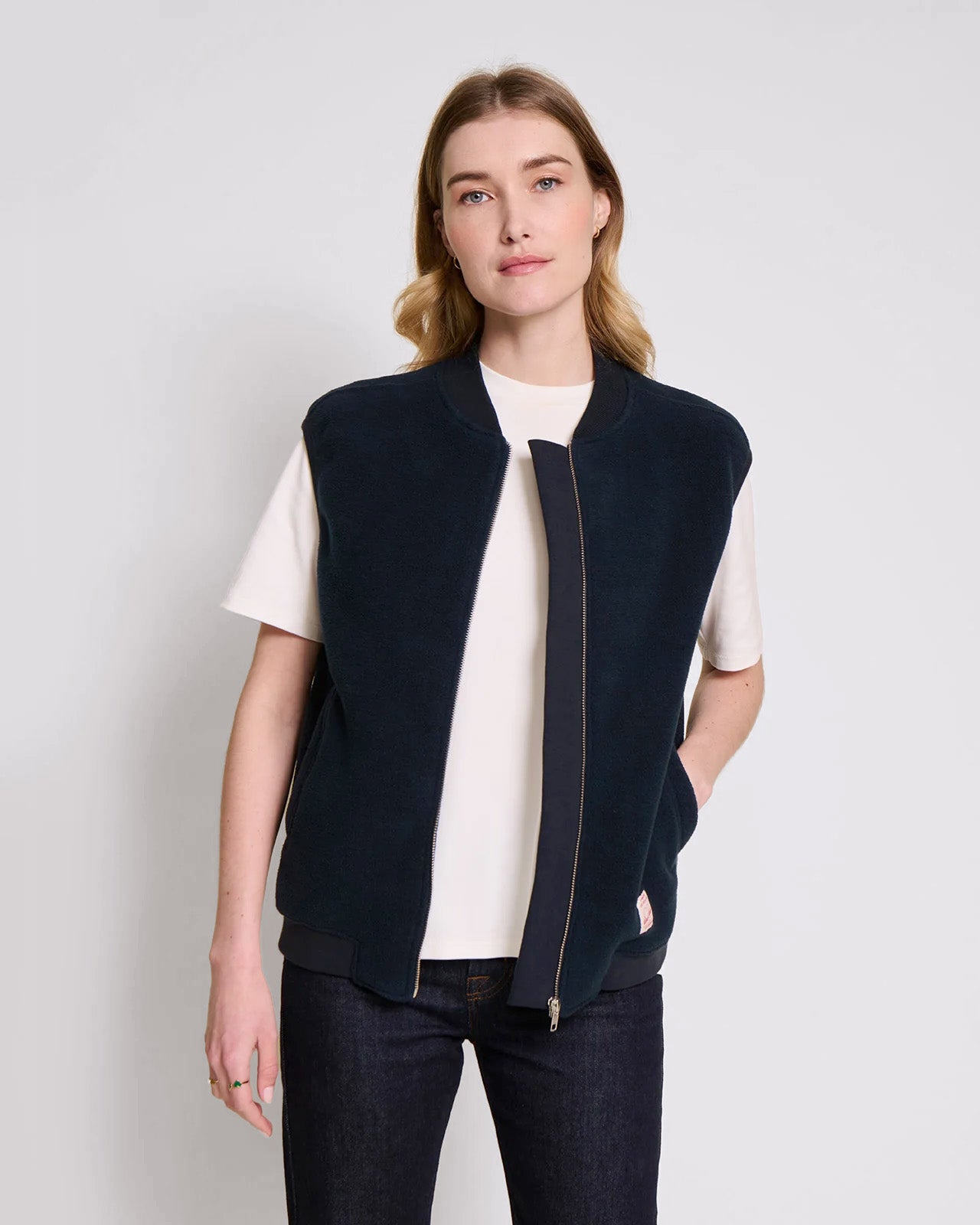 La veste Vincente en polaire recyclée - bleu nuit