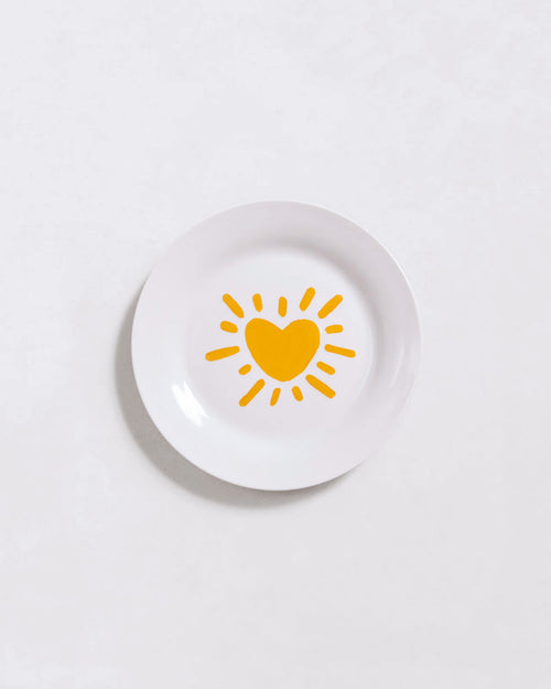 L'assiette Cœur solaire jaune en porcelaine - 19 cm - émoi émoi   - 1 