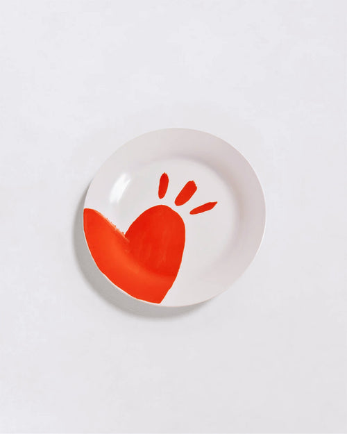 L'assiette Coeur rouge signature en porcelaine - émoi émoi   - 1 
