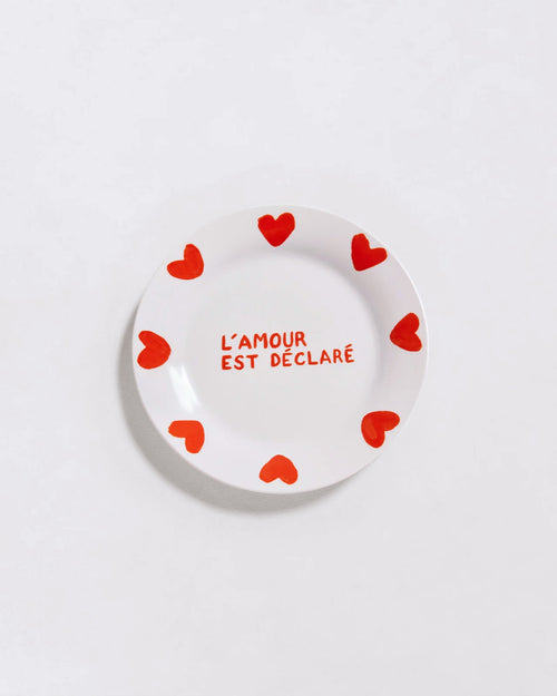 L'assiette L'amour est déclaré en porcelaine - 19 cm - émoi émoi   - 1 