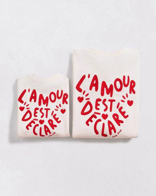 Le duo de sweats L'amour est déclaré en coton bio - crème / rouge - émoi émoi   - 1 