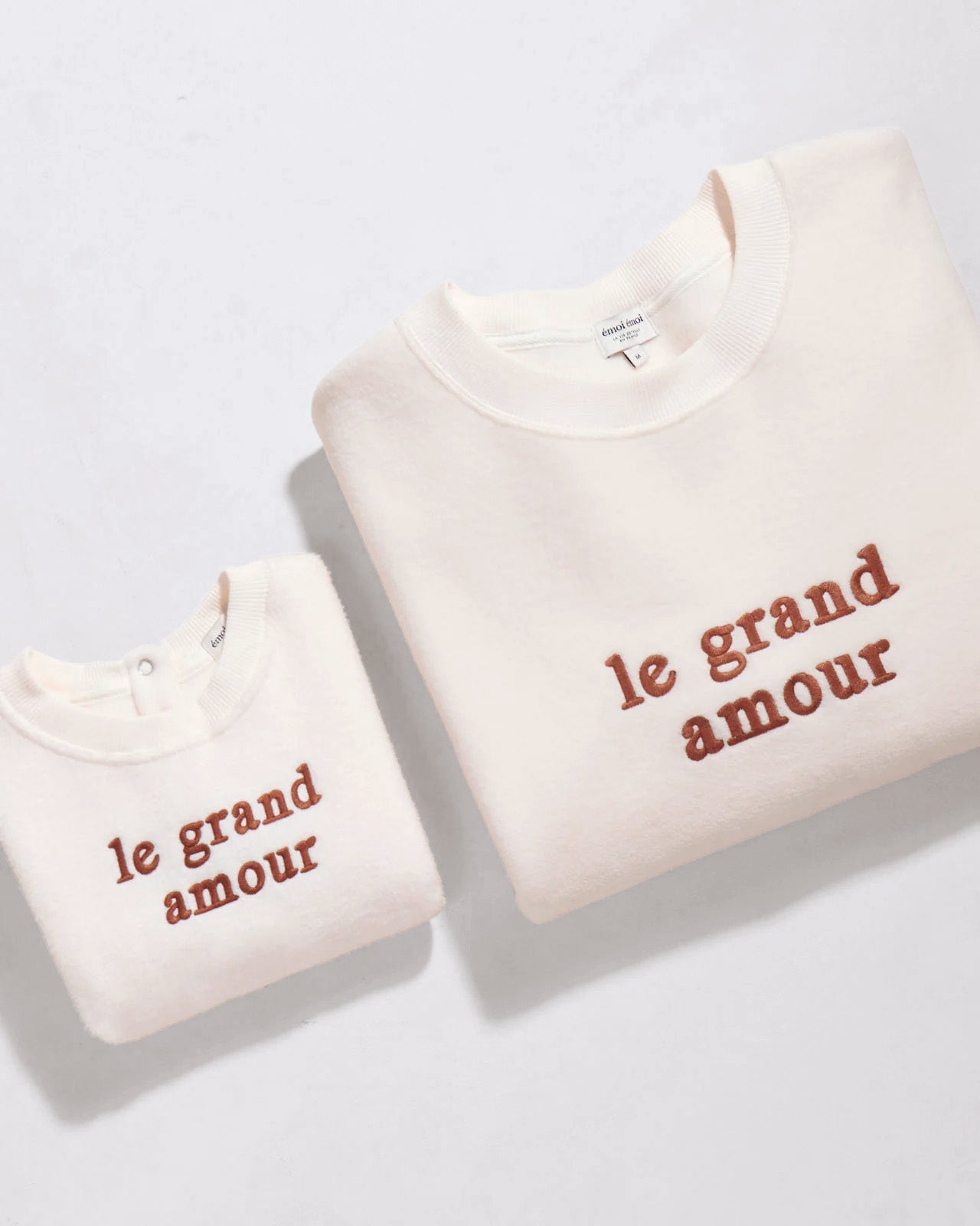 Le duo de Sweats Le grand amour femme / enfant en polaire recyclée - crème