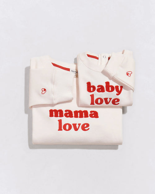 Le duo de sweats Mama love / Baby love - crème - émoi émoi   - 1 