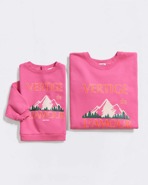 Le duo de sweats Vertige de l'amour en coton bio - garment dye fuschia - émoi émoi   - 1 