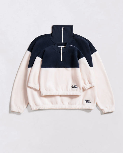 Le duo de sweats zippés en polaire recyclée - crème / nuit - émoi émoi   - 2 