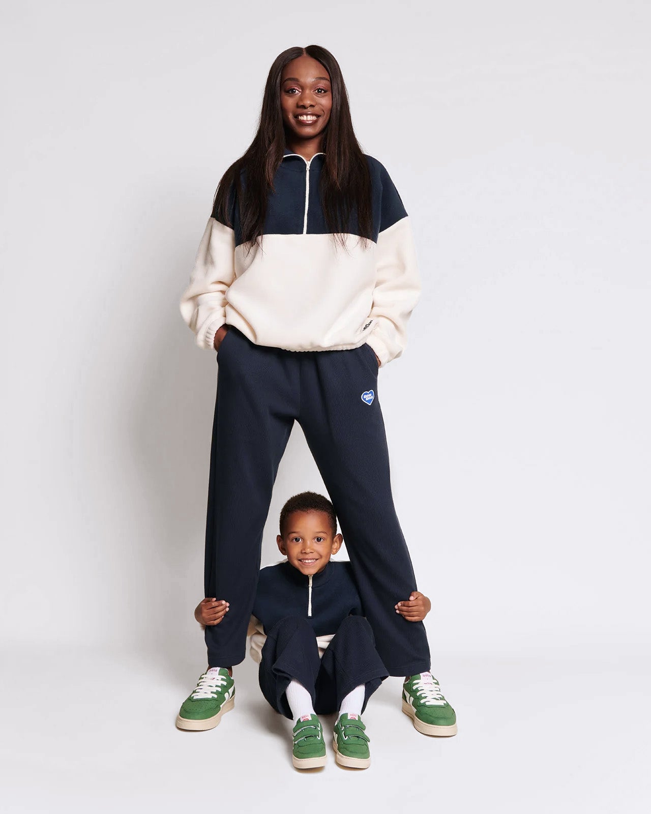 Le duo de sweats zippés en polaire recyclée - crème / nuit