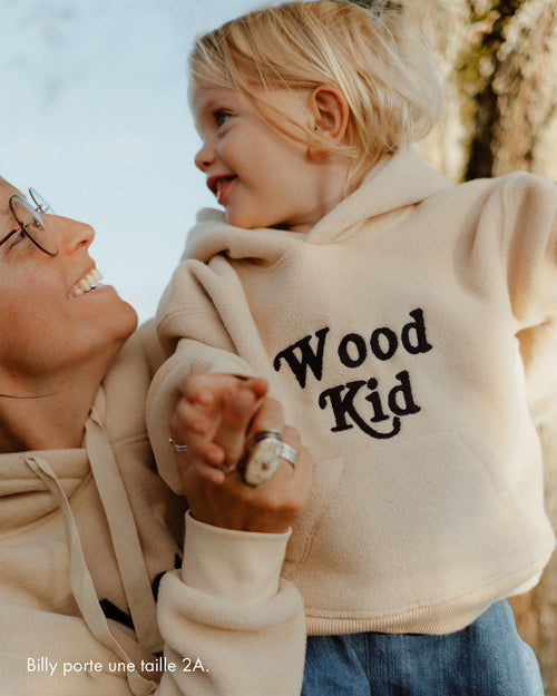 Le hoodie Wood kid en polaire recyclée - beige - émoi émoi   - 2 