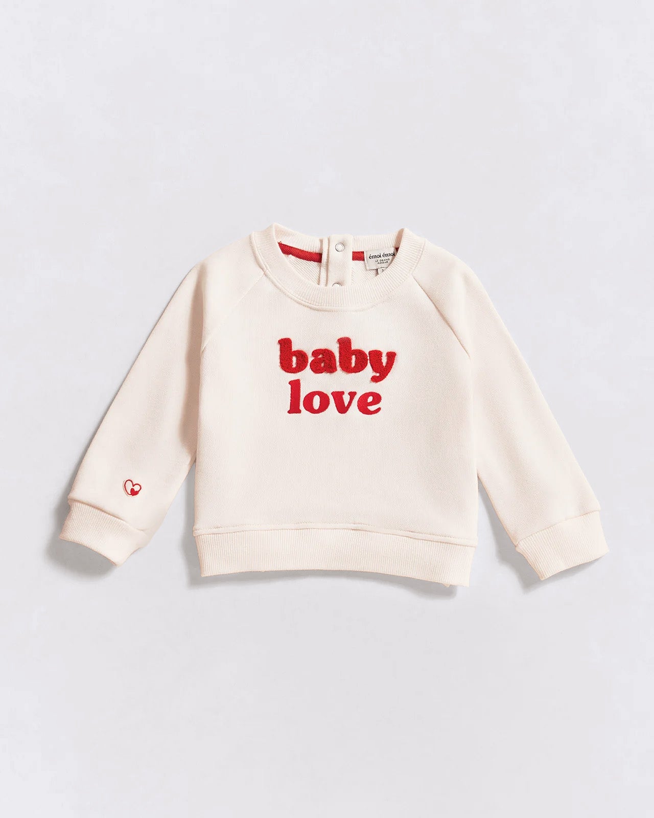 Le sweat brodé Baby love en coton bio - crème