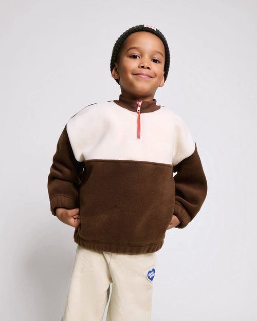 Le sweat Sonny en polaire recyclée - crème / chocolat - émoi émoi   - 2 