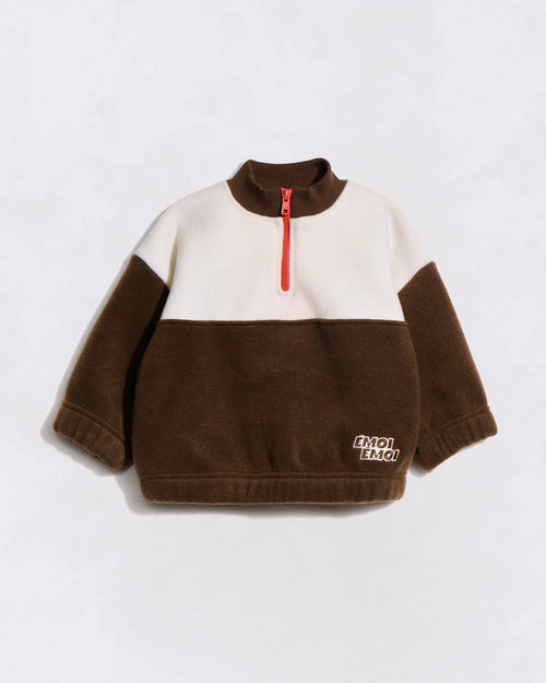 Le sweat Sonny en polaire recyclée - crème / chocolat - émoi émoi   - 1 