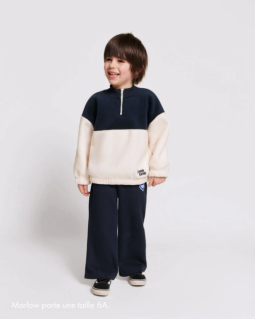 Le sweat Sonny enfant en polaire recyclée - crème / nuit - émoi émoi   - 2 